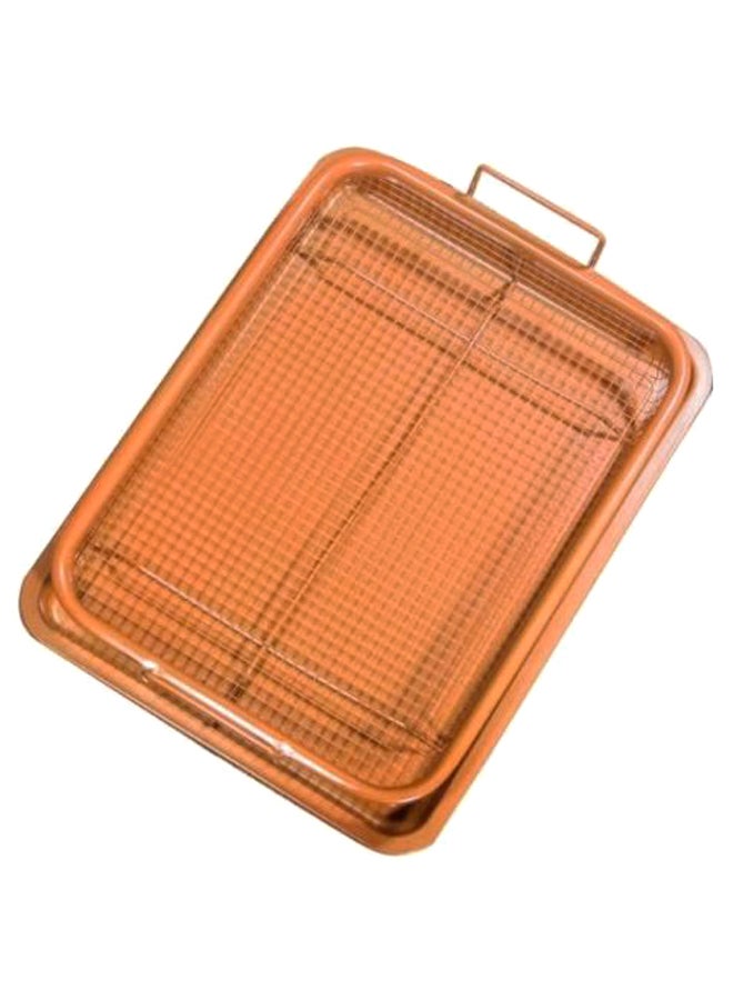 2-Piece Non-Stick Crisper Oven Baking Tray Set Brown - Image 2